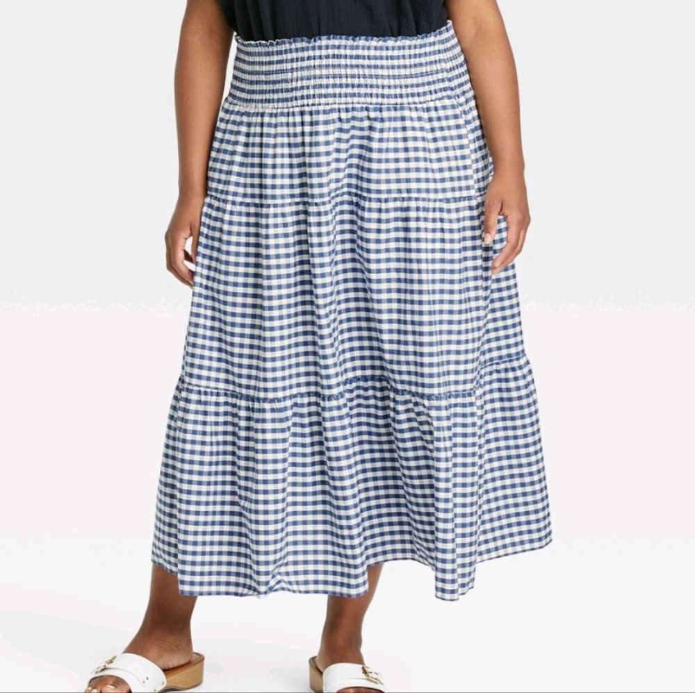 Universal Thread Woman's Plus Size High Rise Tiered Midi A-line Skirt